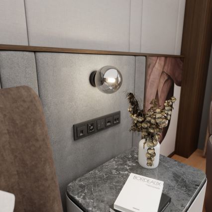 Sieninis šviestuvas ROSSI 1xE14/10W/230V juoda/pilka