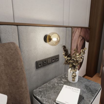 Sieninis šviestuvas ROSSI 1xE14/10W/230V juoda/smėlio spalva