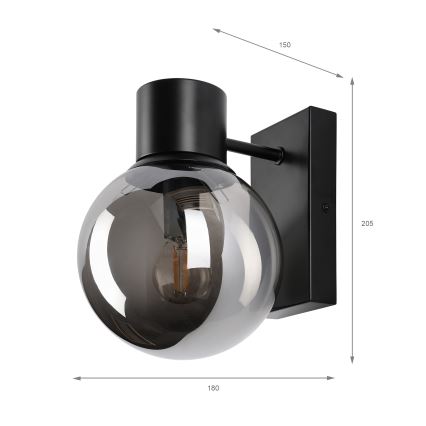 Sieninis šviestuvas SFERIO 1xE14/5W/230V juoda/dūminė juoda