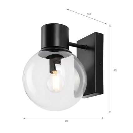 Sieninis šviestuvas SFERIO 1xE14/5W/230V juodas/skaidrus
