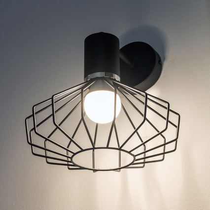 Sieninis šviestuvas SOLANO 1xE27/15W/230V juodas/blizgus chromas