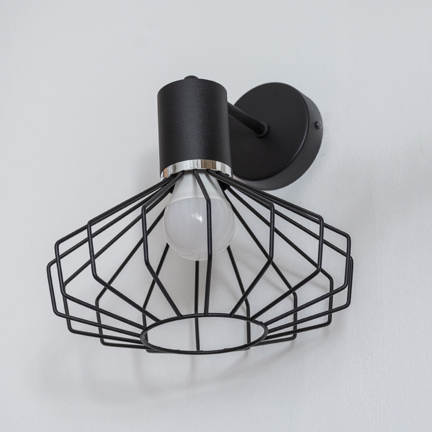 Sieninis šviestuvas SOLANO 1xE27/15W/230V juodas/blizgus chromas