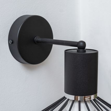 Sieninis šviestuvas SOLANO 1xE27/15W/230V juodas/blizgus chromas