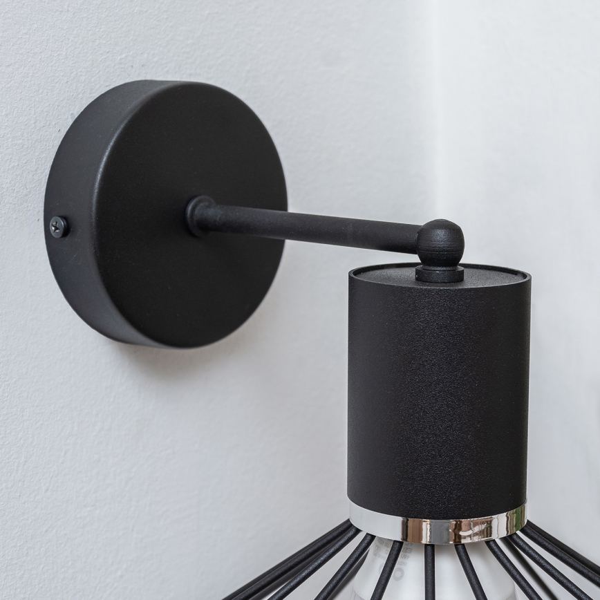 Sieninis šviestuvas SOLANO 1xE27/15W/230V juodas/blizgus chromas