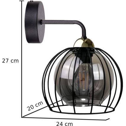 Sieninis šviestuvas SOLO BLACK 1xE27/60W/230V juodas/auksinis