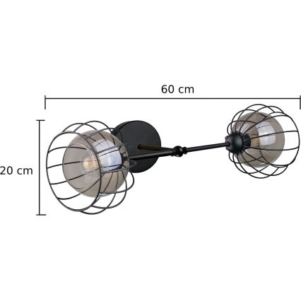 Sieninis šviestuvas SOLO BLACK 2xE27/60W/230V