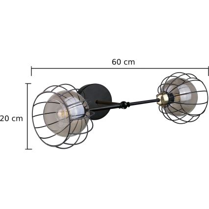 Sieninis šviestuvas SOLO BLACK 2xE27/60W/230V juodas/auksinis