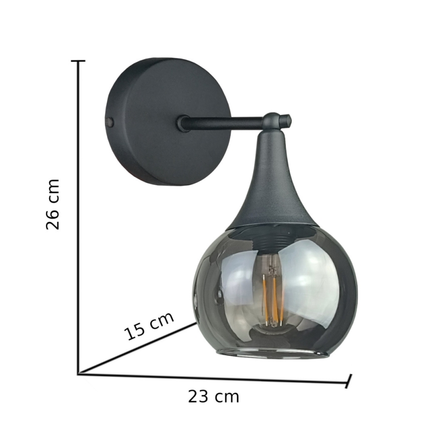 Sieninis šviestuvas STAR 1xE27/60W/230V juoda/dūminis juoda