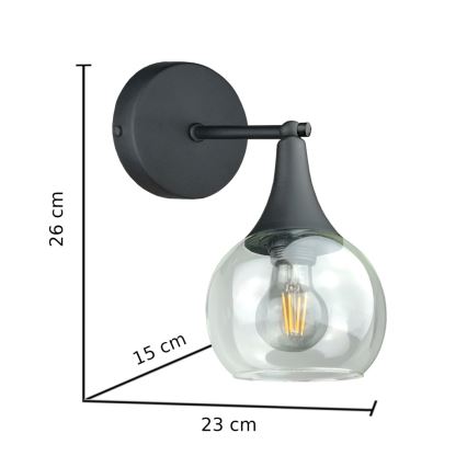 Sieninis šviestuvas STAR 1xE27/60W/230V juoda/permatoma