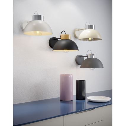 Sieninis šviestuvas TEDI 1xE27/60W/230V smėlio spalva/blizgus chromas
