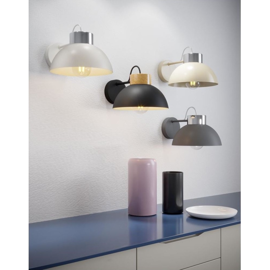 Sieninis šviestuvas TEDI 1xE27/60W/230V smėlio spalva/blizgus chromas
