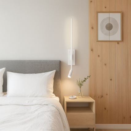 Sieninis šviestuvas TORCH LED/6W/230V + LED/3W, baltas