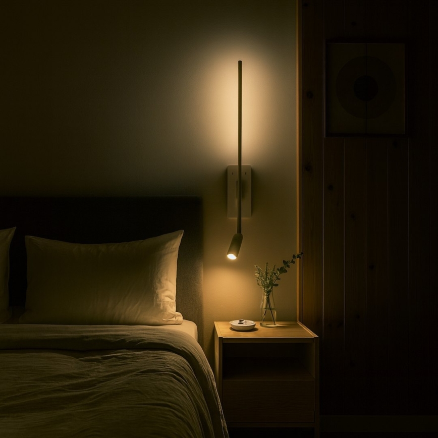 Sieninis šviestuvas TORCH LED/6W/230V + LED/3W, baltas