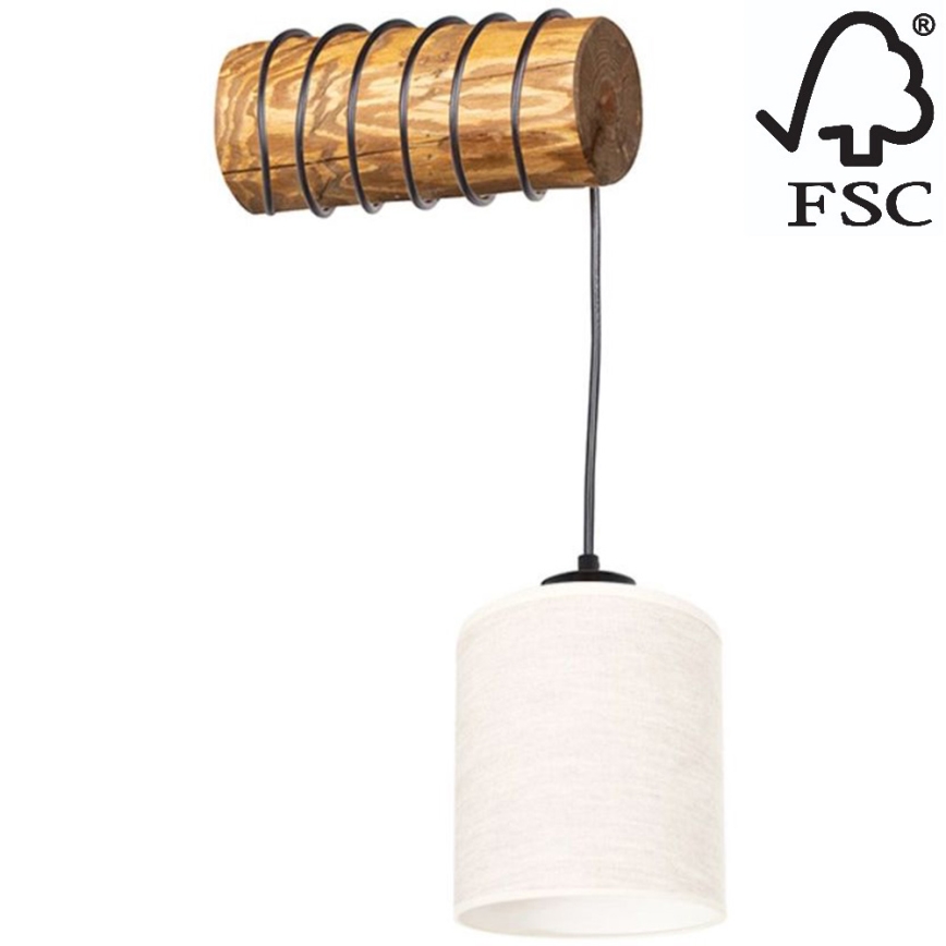 Sieninis šviestuvas TRENO 1xE27/25W/230V pušis – FSC sertifikuota