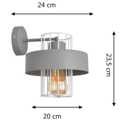 Sieninis šviestuvas VOLTA 1xE27/15W/230V pilkas