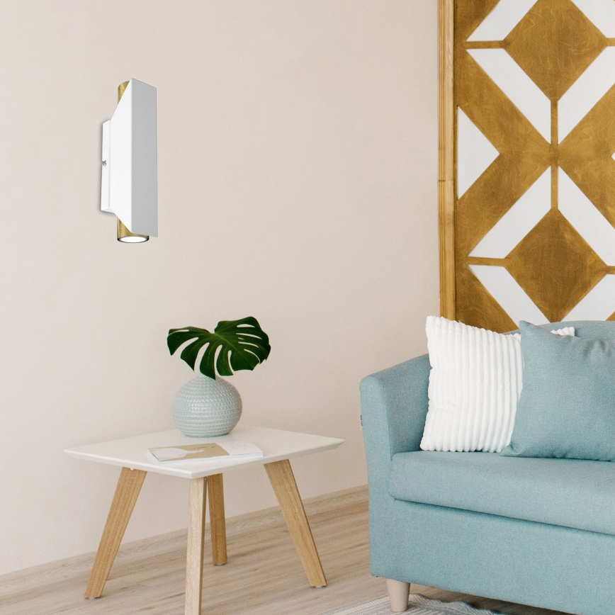 Sieninis šviestuvas WALL 2xGU10/8W/230V baltas/žalvaris