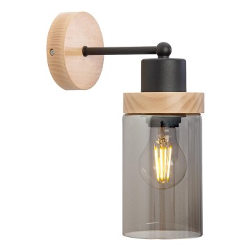 Sieninis šviestuvas WOODNEST 1xE27/15W/230V pušinis/dūminė juoda