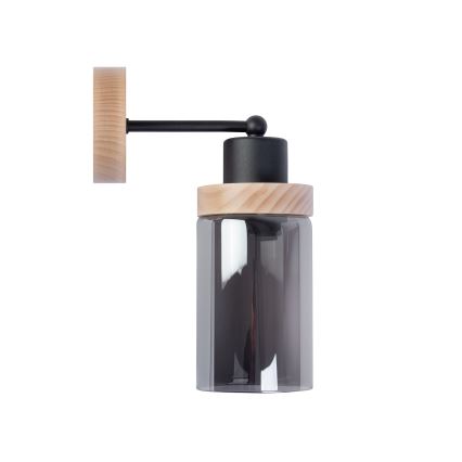 Sieninis šviestuvas WOODNEST 1xE27/15W/230V pušinis/dūminė juoda