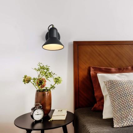 Sieninis taškinis šviestuvas ASTAMA 1xE27/40W/230V juodas/žalvarinis