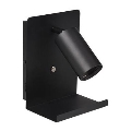 Sieninis taškinis šviestuvas su lentynėle ir USB įkrovikliu 1xGU10/35W/230V juodas