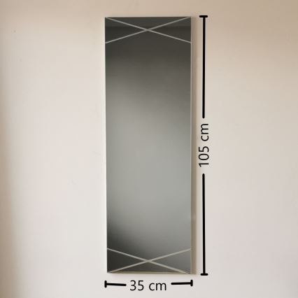 Sieninis veidrodis 105x35 cm sidabras