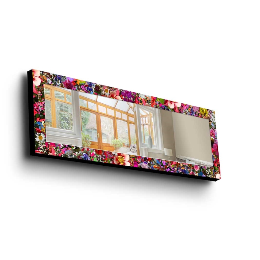 Sieninis veidrodis 120x40 cm pušis/gėlės