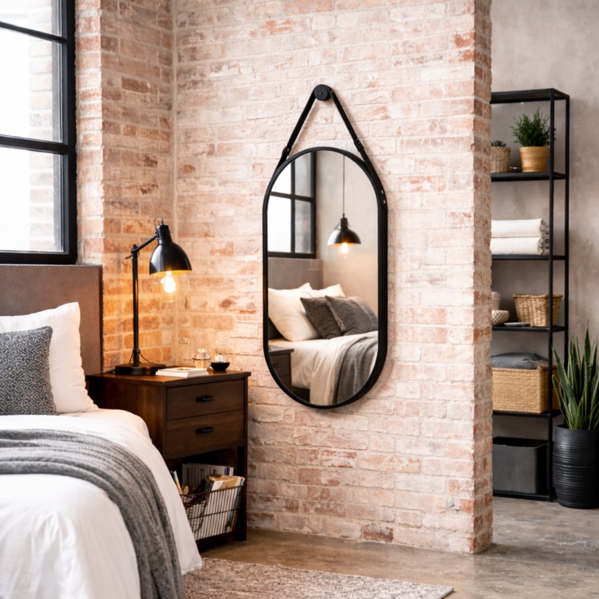 Sieninis veidrodis BIBI 100 x 50 cm, juodos spalvos