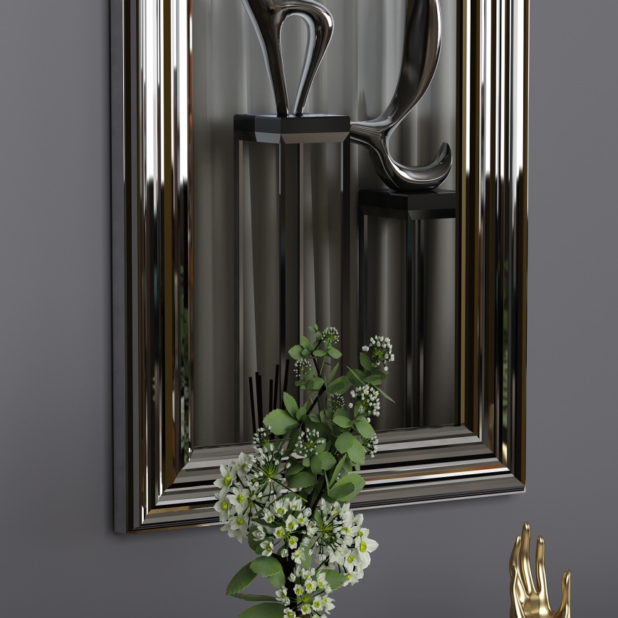Sieninis veidrodis BOSS 90x30 cm sidabras
