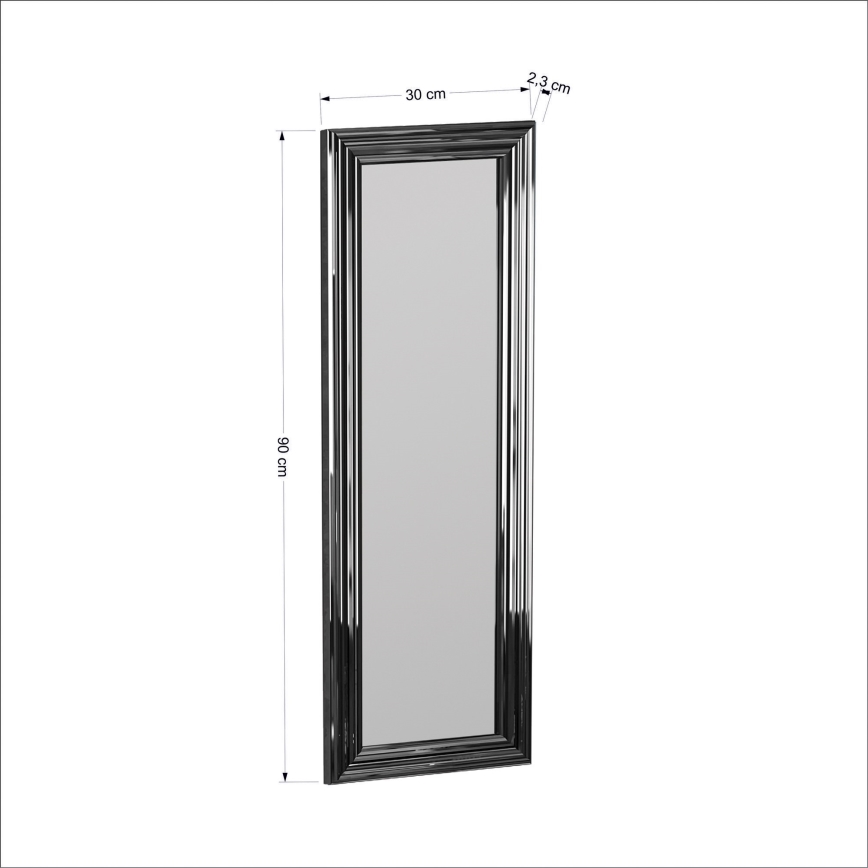 Sieninis veidrodis BOSS 90x30 cm sidabras