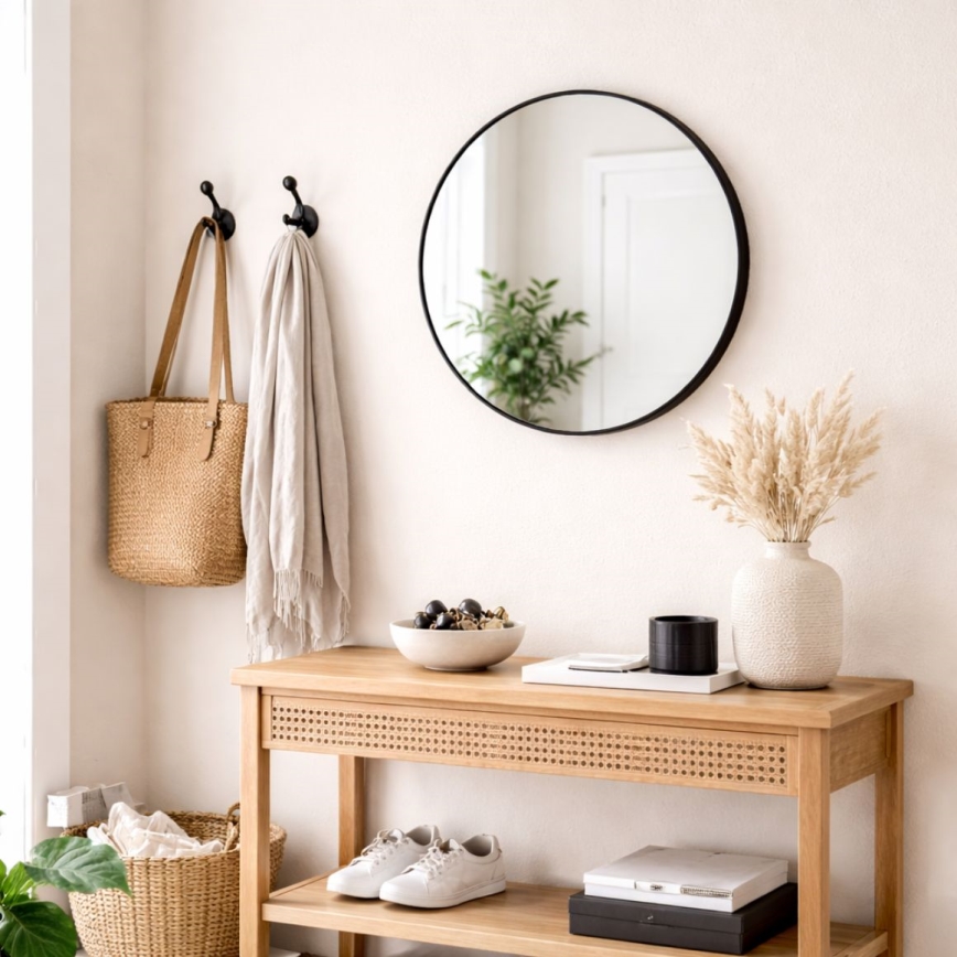 Sieninis veidrodis CHICAGO, skersmuo 40 cm, juodas