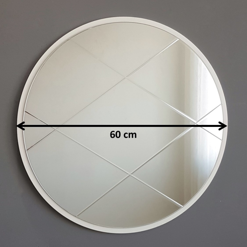Sieninis veidrodis diametras 60 cm balta