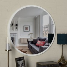 Sieninis veidrodis GLOB d. 59 cm baltos spalvos