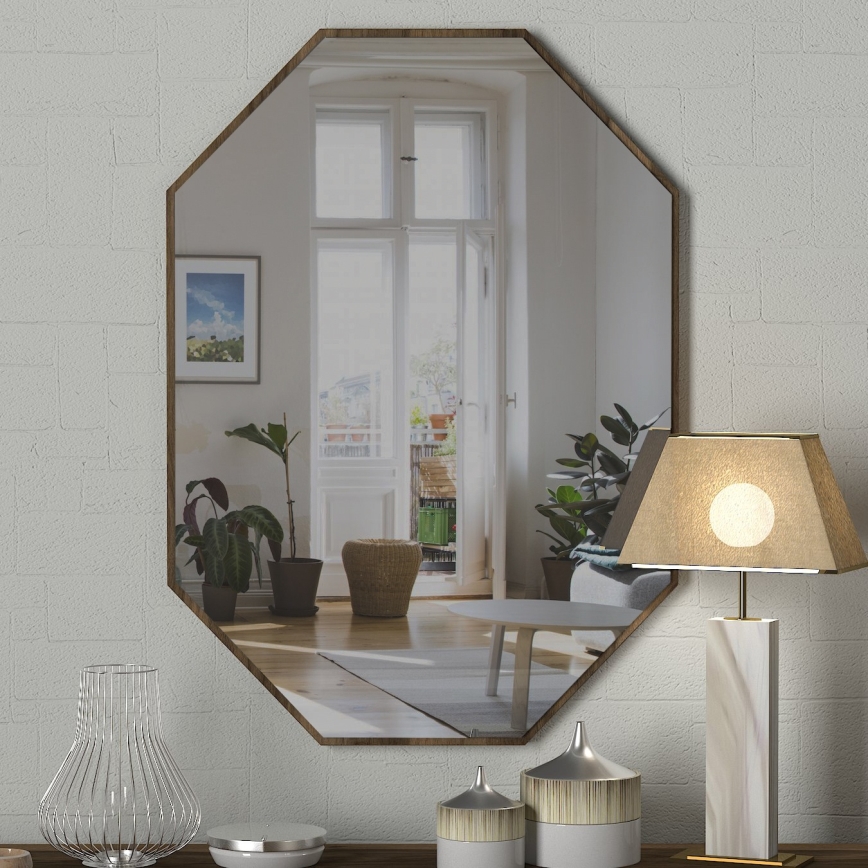 Sieninis veidrodis LOST 70x45 cm rudos spalvos