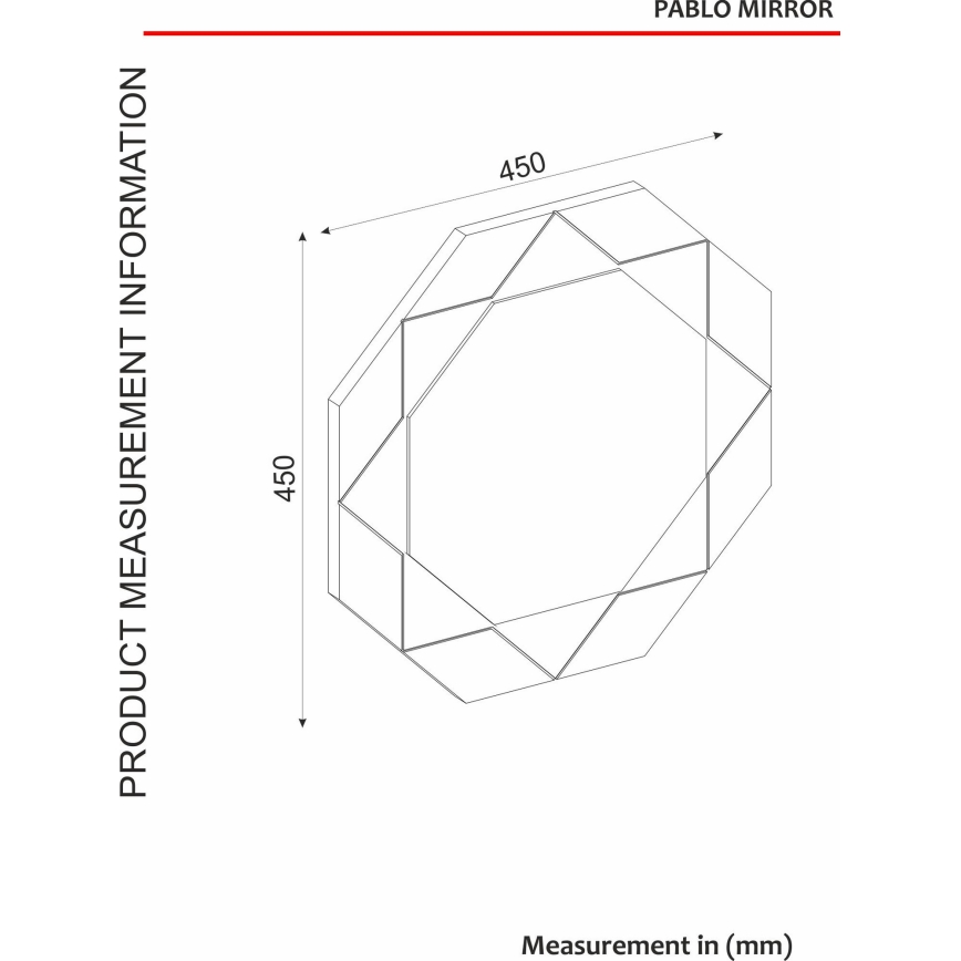 Sieninis veidrodis PABLO 45x45 cm rudos spalvos