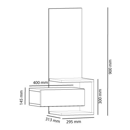 Sieninis veidrodis su lentyna STELLA 90x49 cm ruda/antracito