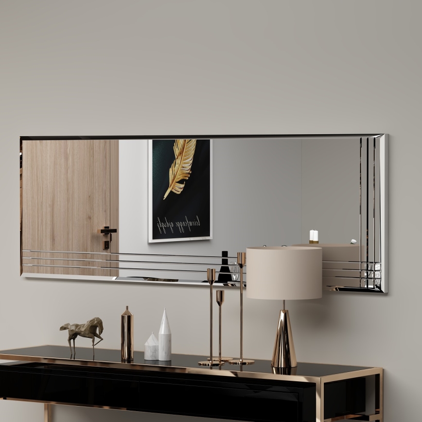 Sieninis veidrodis TRIO 120x40 cm blizgus chromas