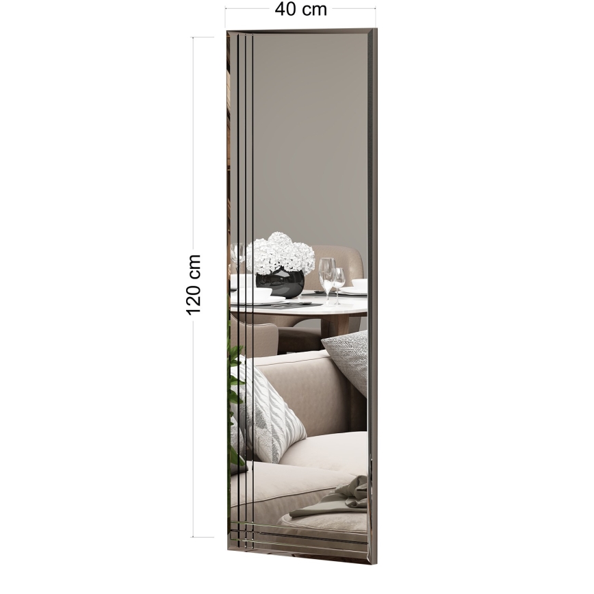 Sieninis veidrodis TRIO 120x40 cm blizgus chromas