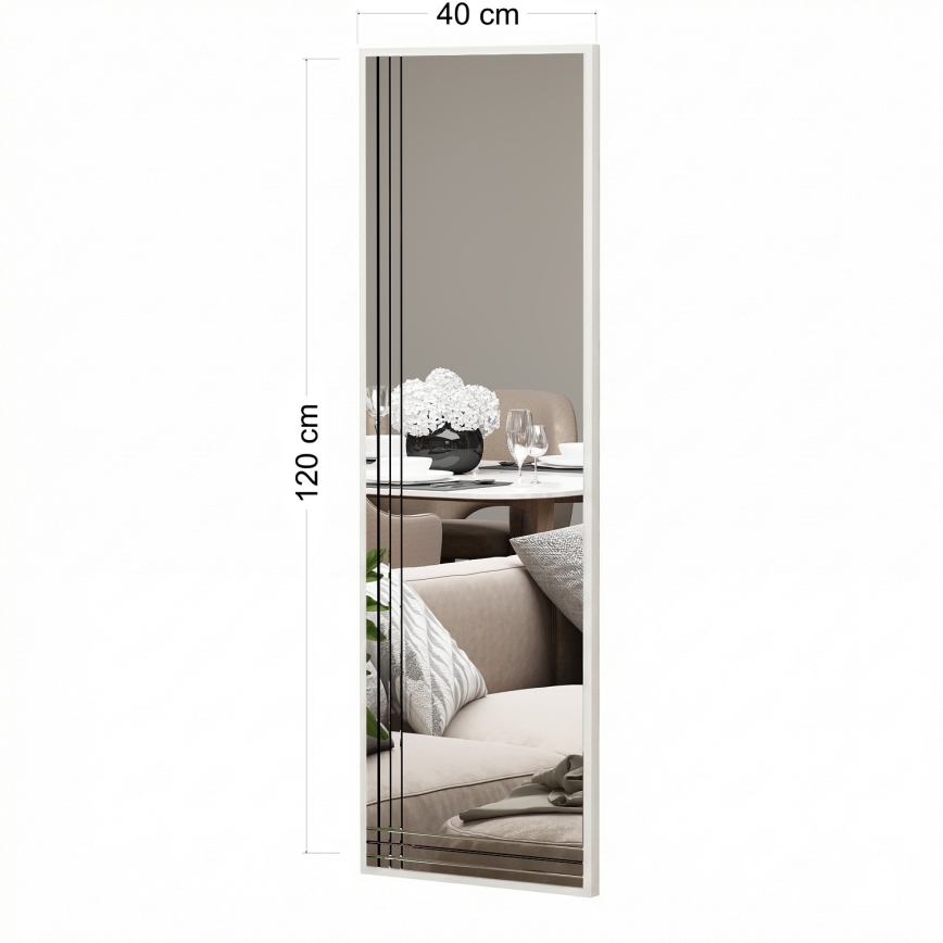 Sieninis veidrodis TRIO 120x40 cm blizgus chromo paviršius