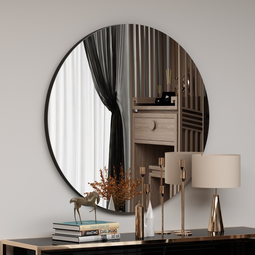 Sieninis veidrodis ZEOS diametras 70 cm juoda