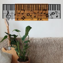 Sienų dekoracija 100x30 cm pianinas medis/metalas