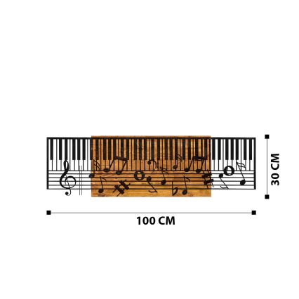 Sienų dekoracija 100x30 cm pianinas medis/metalas