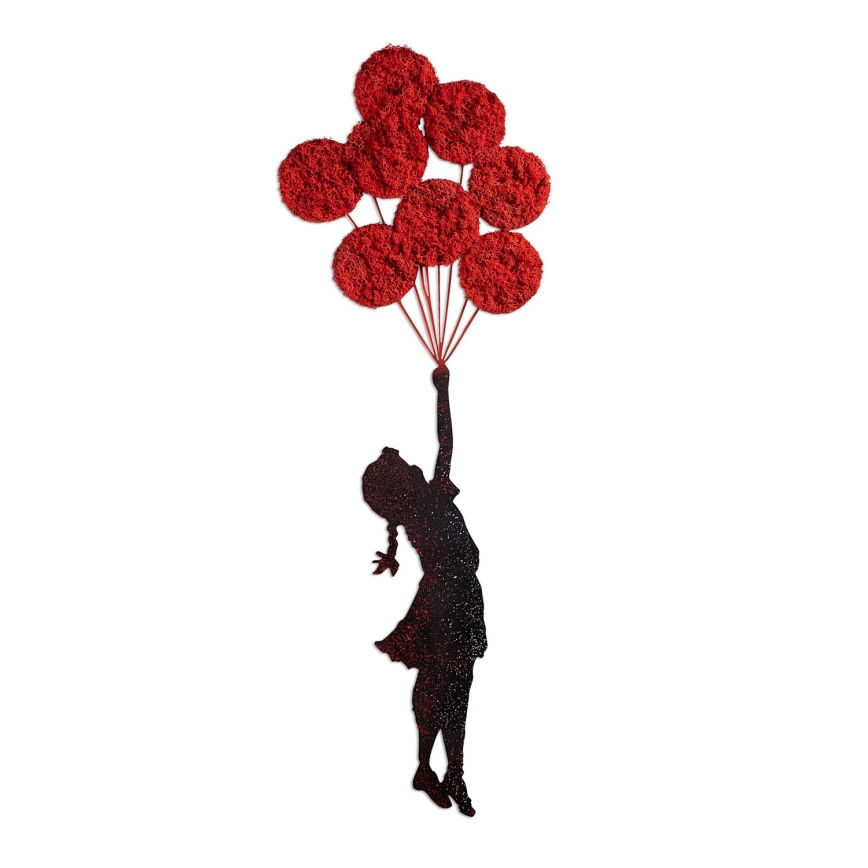 Sienų dekoracija 100x34 cm mergina metalas/samanos