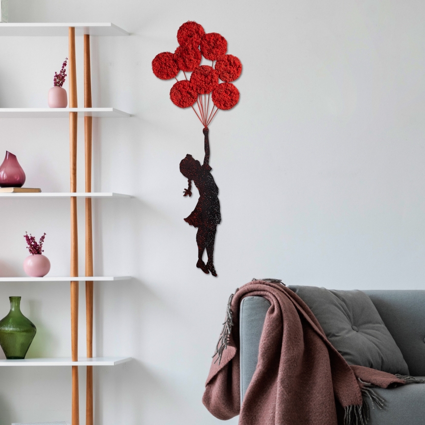 Sienų dekoracija 100x34 cm mergina metalas/samanos