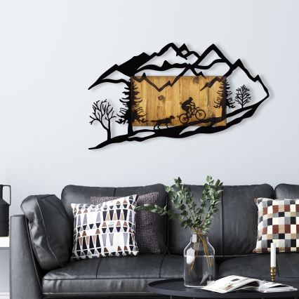 Sienų dekoracija 110x65 cm pasivažinėjimas motociklu medis/metalas