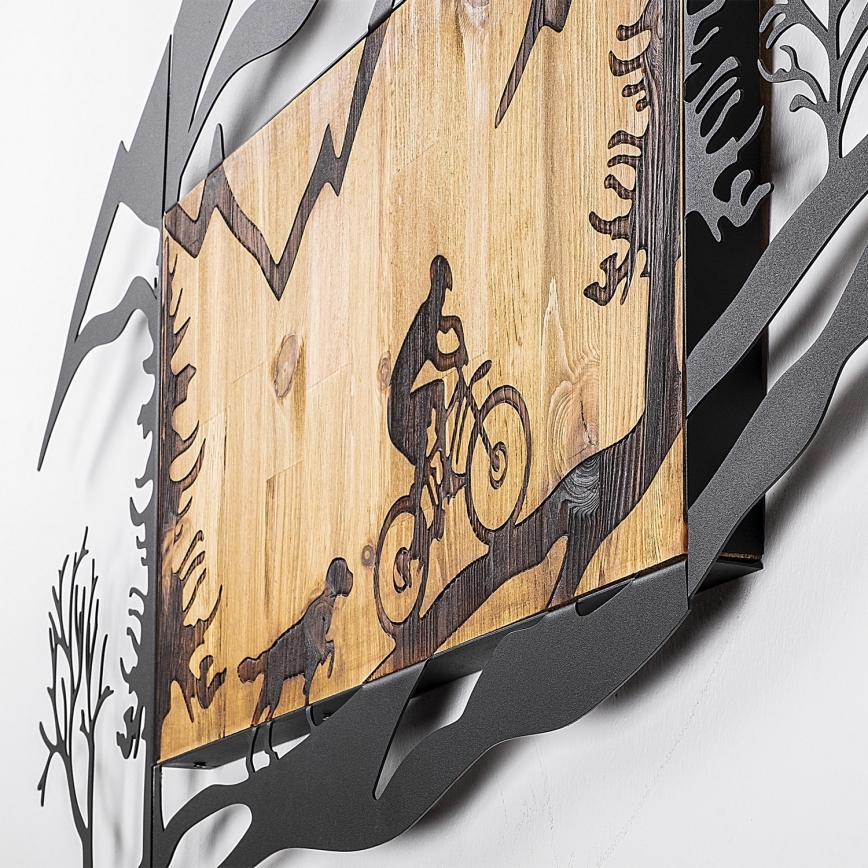 Sienų dekoracija 110x65 cm pasivažinėjimas motociklu medis/metalas