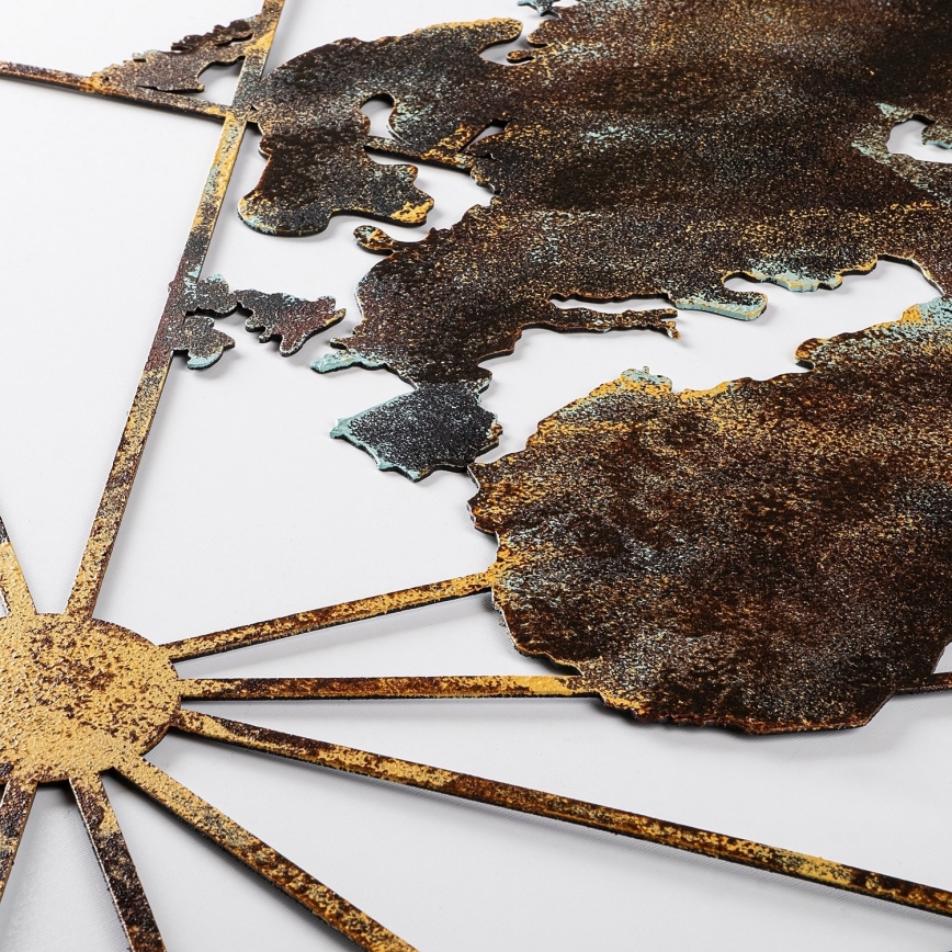 Sienų dekoracija 120x60 cm pasaulio žemėlapis metalas