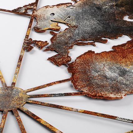 Sienų dekoracija 120x60 cm pasaulio žemėlapis metalas