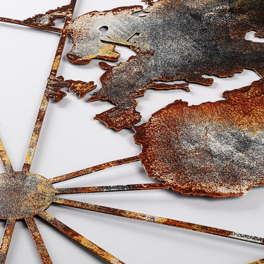Sienų dekoracija 120x60 cm pasaulio žemėlapis metalas
