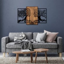Sienų dekoracija 125x79 cm gyvybės medžiai medis/metalas