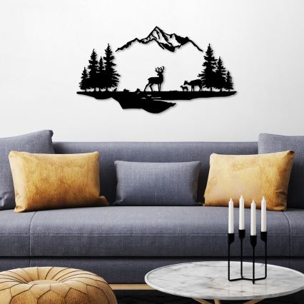 Sienų dekoracija 2 vnt. 70x38 cm elnias metalas/juoda